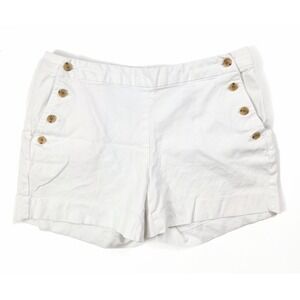 Banana‎ Republic White Sailor Button Flat Front Twill Shorts Women's Size 6
